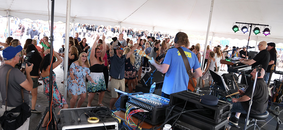 Attendees clapping after a performance.
